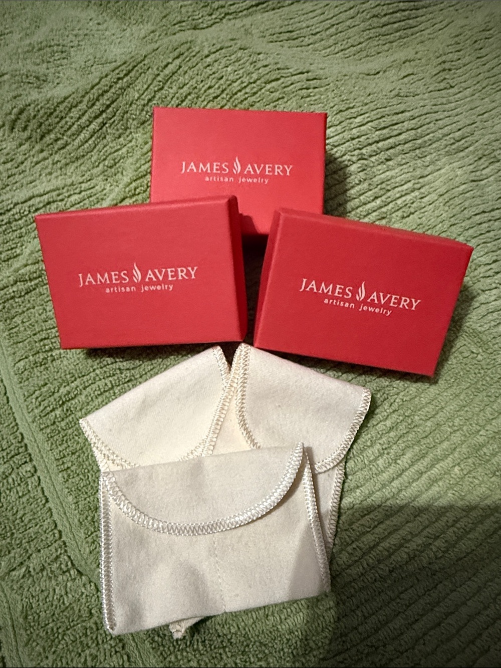 James Avery Red Jewelry Boxes with White Pouch Set